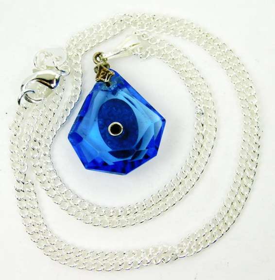 Vintage Faceted Glass & Sterling Miraculous Mary Necklace