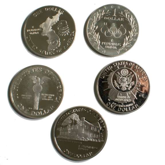 5 Proof Modern Comm Silver Dollars
