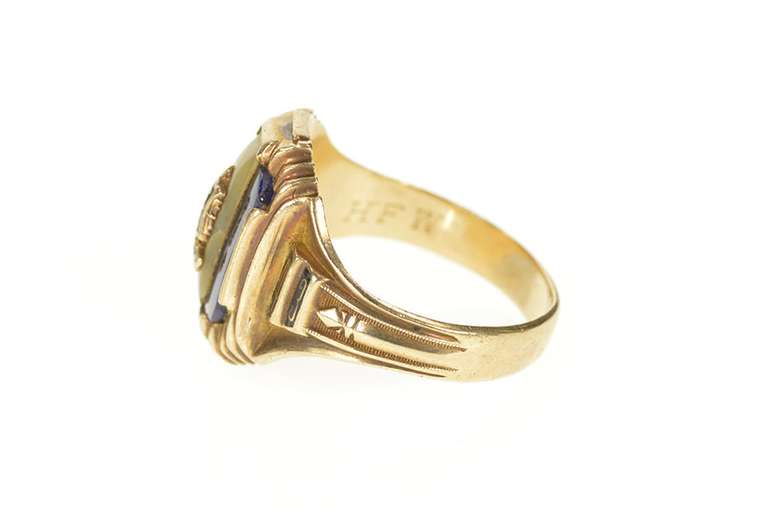 10K Yellow Gold 1943 Iberia High School Ornate Class Ring