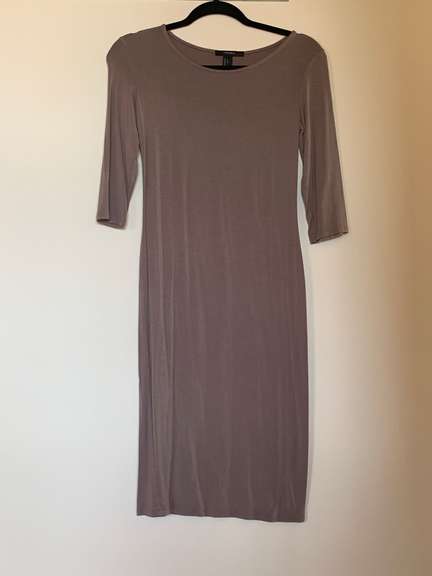 Brown Stretch Cotton Bodycon Dress