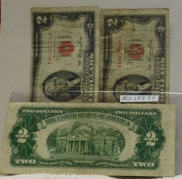 3 ea 1953 US Notes $2.00 circ