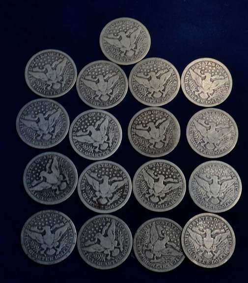 Lot Of 17 Barber Quarters Circulated