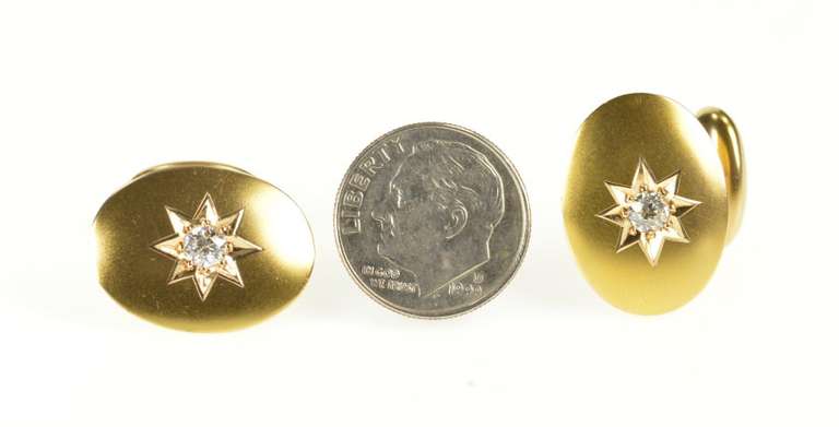 14K Yellow Gold 0.40 Ctw Retro Diamond Ornate Men's Cuff Links