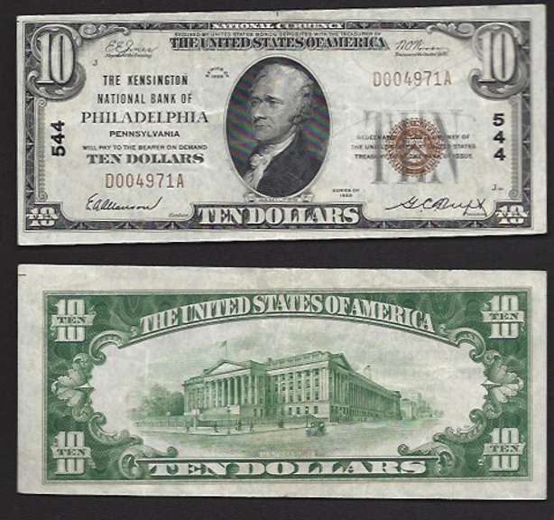$10 Kensington National Bank of Philadelphia PA