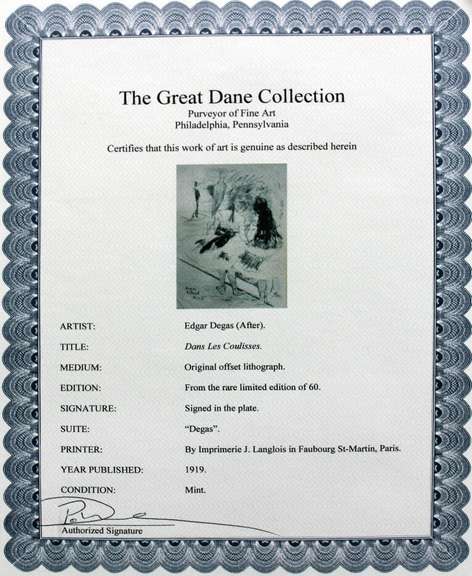 EDGAR DEGAS (AFTER) DANS LES COULISSES 1919