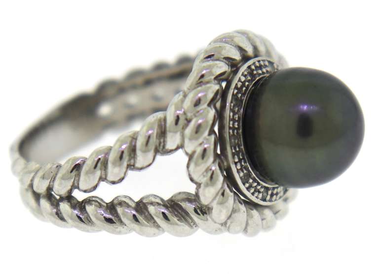 Sterling Silver Black Pearl Ring