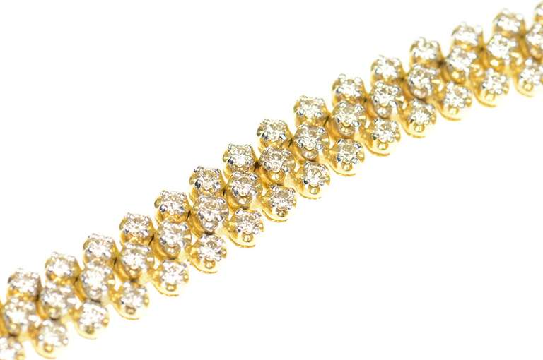 14K Yellow Gold 4.05 Ctw Diamond Lattice Encrusted Tennis Bracelet