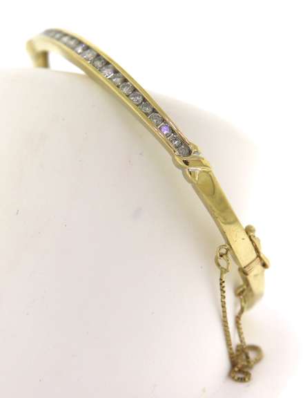 Favorite Diamond Channel Set Yellow Gold Bangle