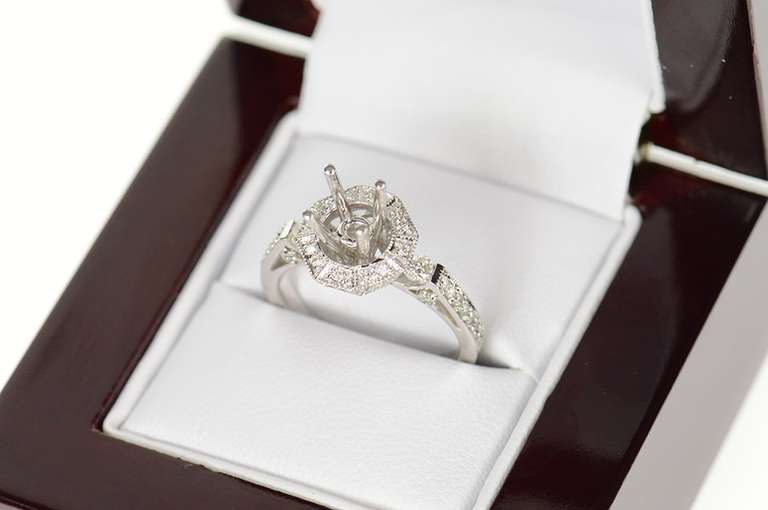 18K White Gold 5.0mm 0.31 Ctw Semi Mount Engagement Setting Ring