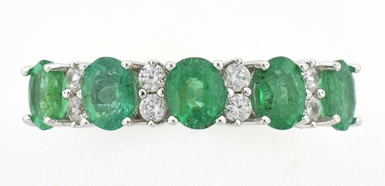 Alluring Emerald & White Sapphire Ring in Sterling Silver