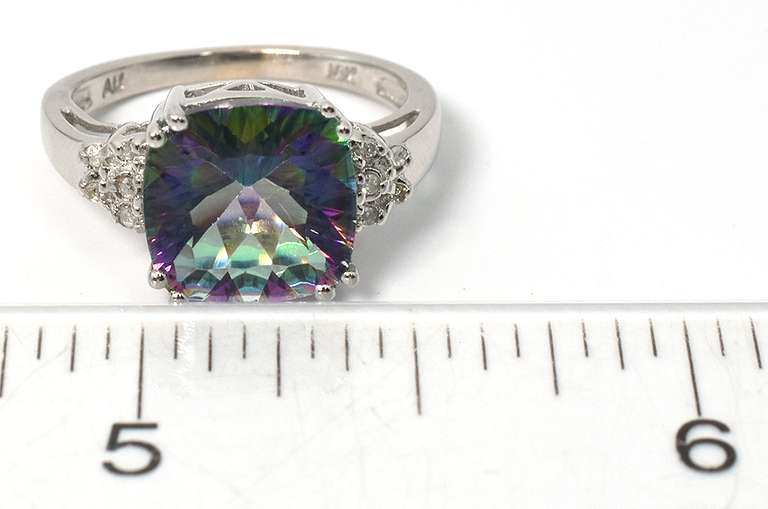Alluring Mystic Topaz & Diamond Accent Ring in White Gold