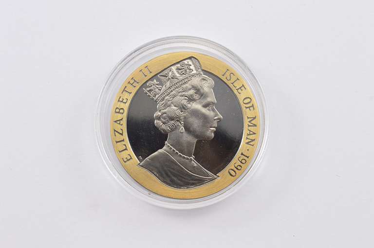 1990 Isle Of Man 1 Crown Penny Black Gold Proof 1 T Oz AGW - Box & COA