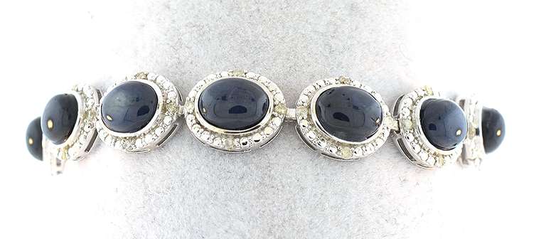 Sparkling Sapphire & Diamond Bracelet in Sterling Silver