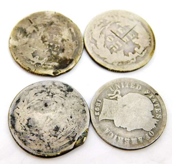 4 U.S. Dimes, 1800's