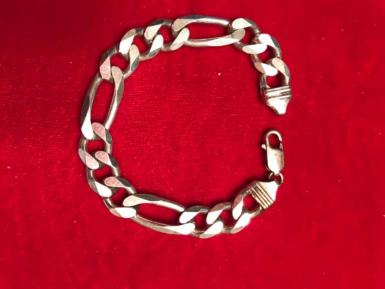 Gents sterling silver Figaro bracelet