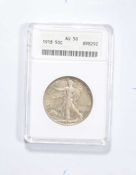AU50 1918 Walking Liberty Half Dollar - Graded ANACS