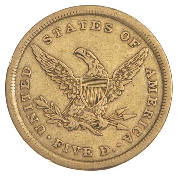 1839 $5.00 Liberty Head Gold Half Eagle