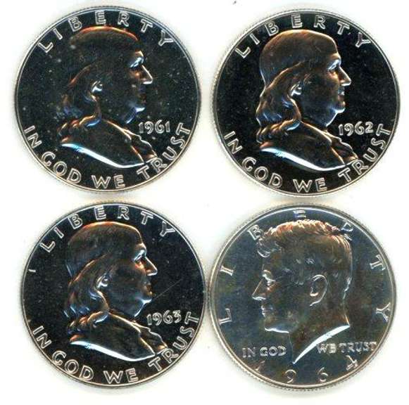 1961, 1962, 1963, & 1964 Gem Proof Half Dollars
