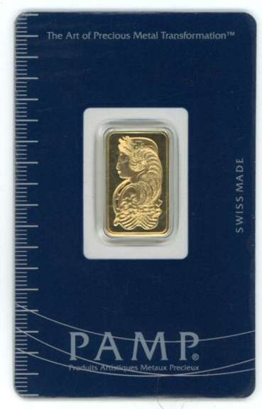 Pure .9999 Fine Gold Suisse PAMP bar. Sealed with S/N