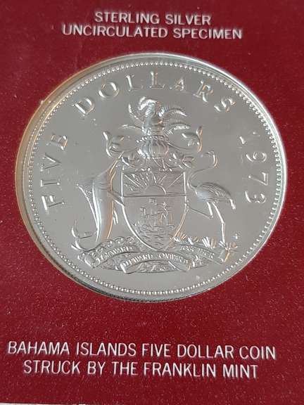 1970 Unc $ 5&$10 Proof Bahama Sterling Silver Crowns