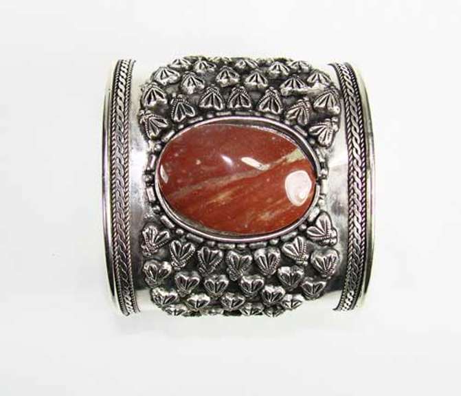 Charming Ethnic Handcrafted Silver Tone Cuff Bracelet