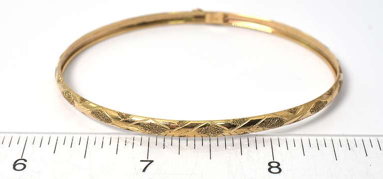 Understated Laser-Etched Bangle Bracelet in Yellow Gold