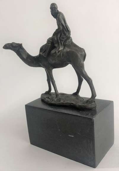Arab Man Riding Camel Bronze Sculpture