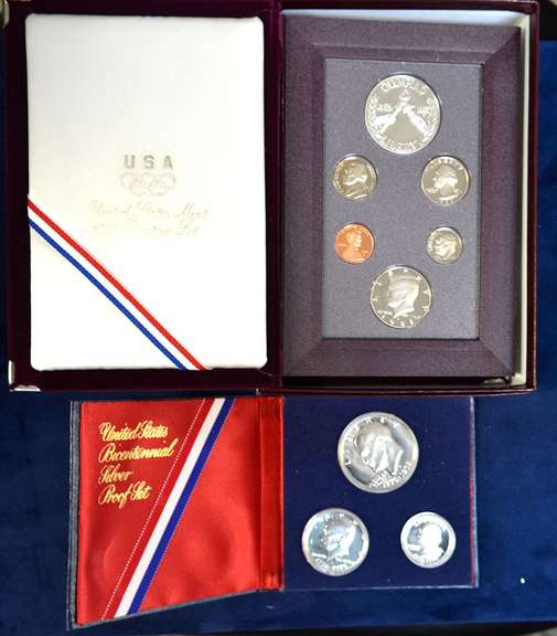 1 1988 PRESTIGE SET & 1 1976 3 PIECE SIL.PR. SET