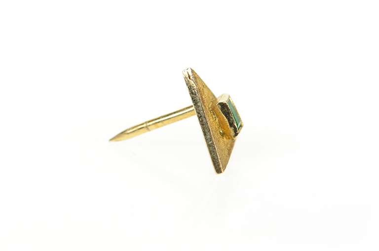 18K Yellow Gold Columbian Emerald Triangle Textured Lapel Pin/Brooch