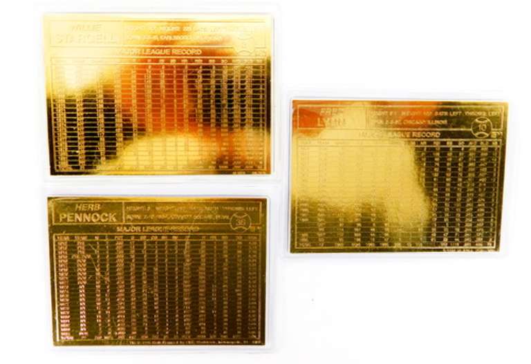 3 - 22KT Gold Foil Baseball Cards