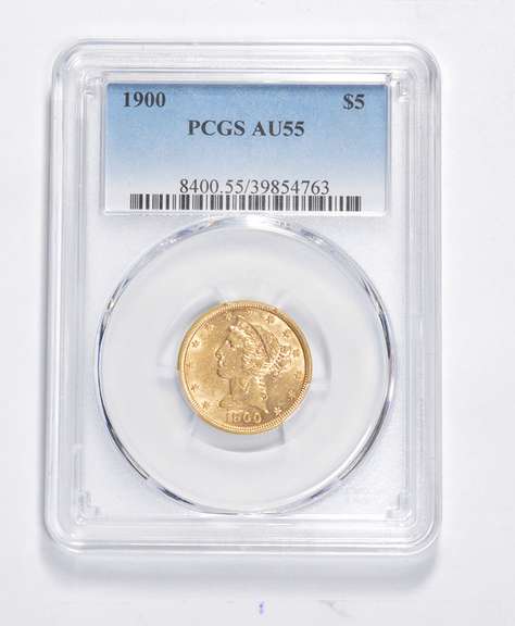 AU55 1900 $5.00 Liberty Head Gold Half Eagle - Graded PCGS