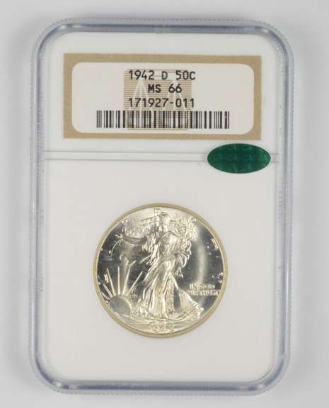 MS66 1942-D Walking Liberty Half Dollar - CAC - Graded NGC