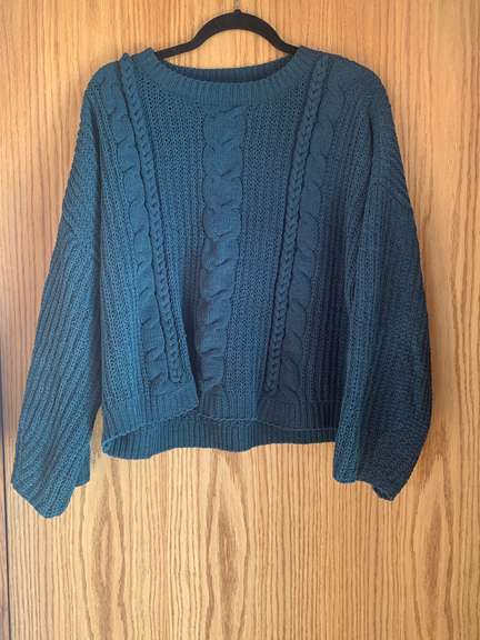 Green Cable knit Sweater- Small