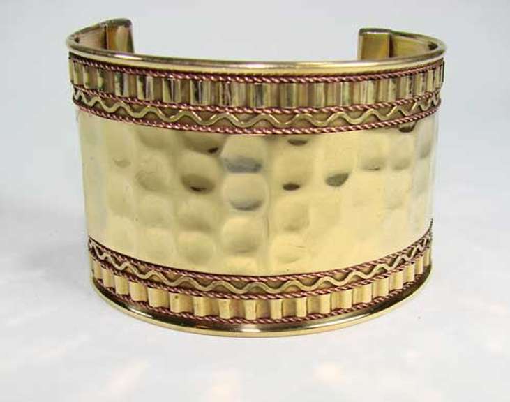 Luminous Ethnic Art Handcrafted 3 Tone Cuff Bracelet