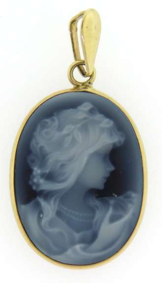 Italian 14K Gold Yellow Gold Reversible Cameo Pendant