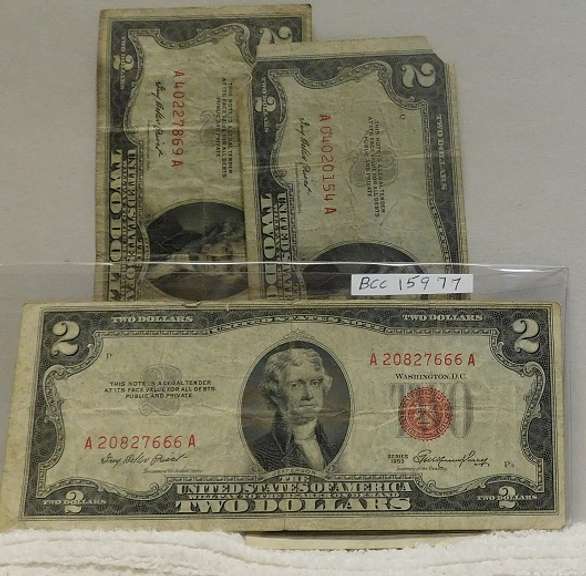 3 ea 1953 US Notes $2.00 circ