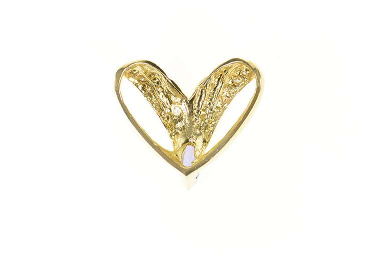 14K Yellow Gold Marquise Tanzanite Diamond Inset Chevron Pendant