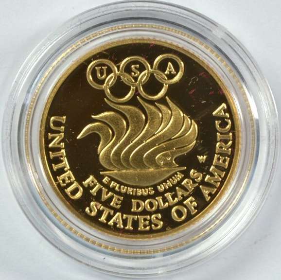 Perfect-looking 1988-W Ultra Cameo PRF $5 Gold Olympic
