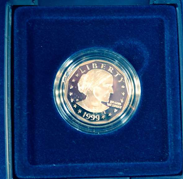 4 1999  PROOF SUSAN B. ANTHONY DOLLARS IN ORIGINAL BOX