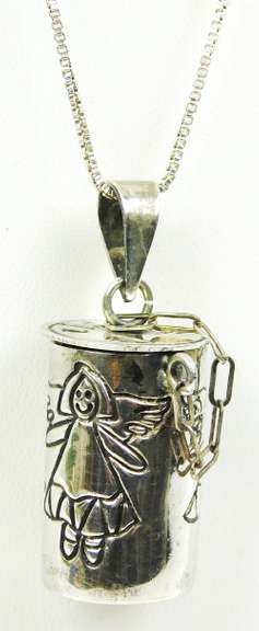 Sterling Angel Wishes Box Pendant & Chain