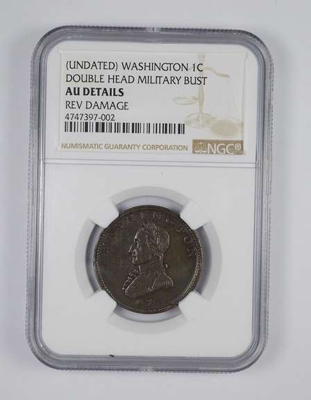 AU Details (Undated) Washington Post-Colonial Cent Double Head - NGC