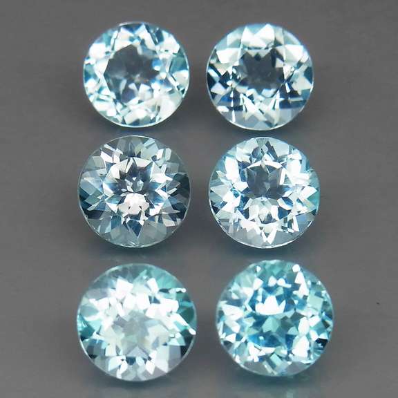 Superb quality 10.29ct 6 pc Swiss blue Topaz set