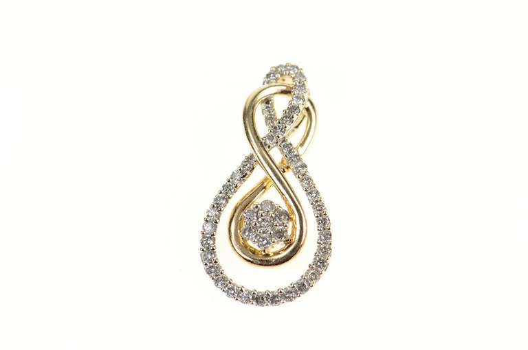 10K Yellow Gold 0.70 Ctw Diamond Encrusted Two Tone Loop Pendant