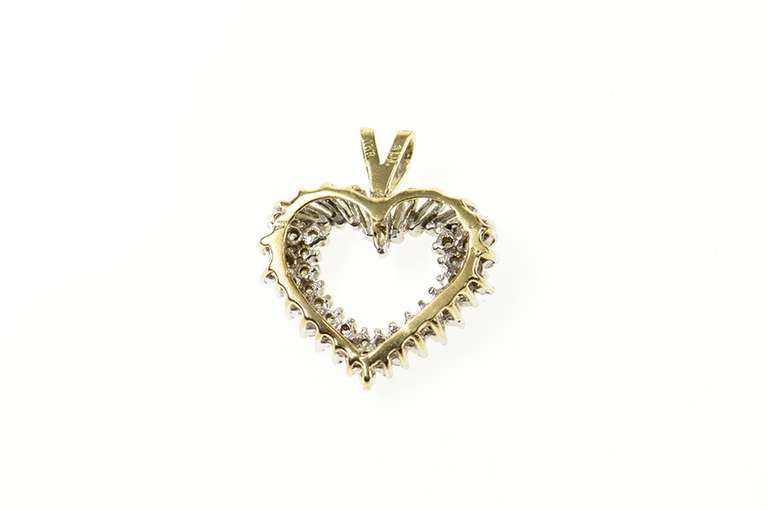10K Yellow Gold 0.90 Ctw Diamond Cluster Classic Heart Pendant