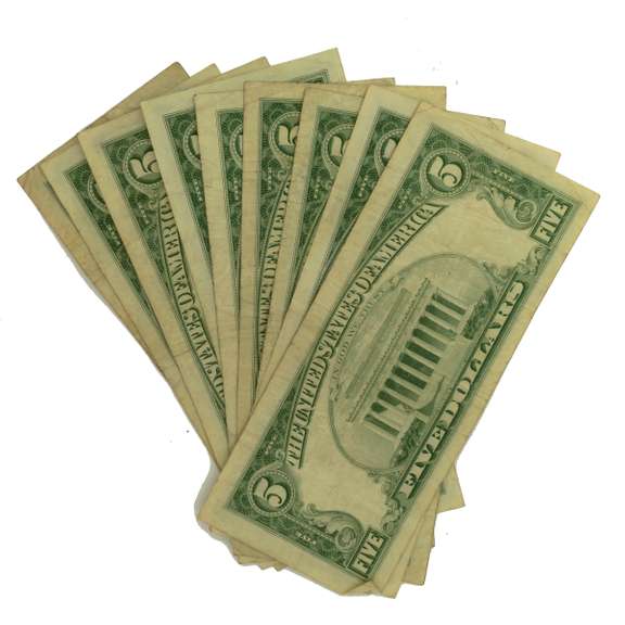 10 Clean 1963 $5 Red Seal US Notes