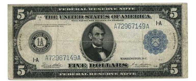 Series of 1914 Large Size $5 Federal Reserve Note (1-A)