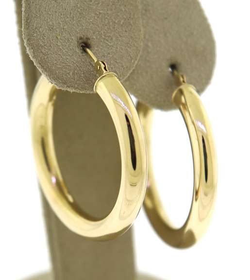 Popular Yellow Gold High Polished Hoop Earrings