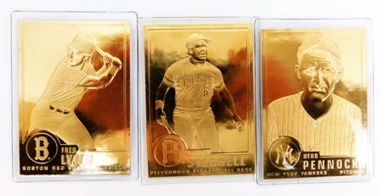 3 - 22KT Gold Foil Baseball Cards