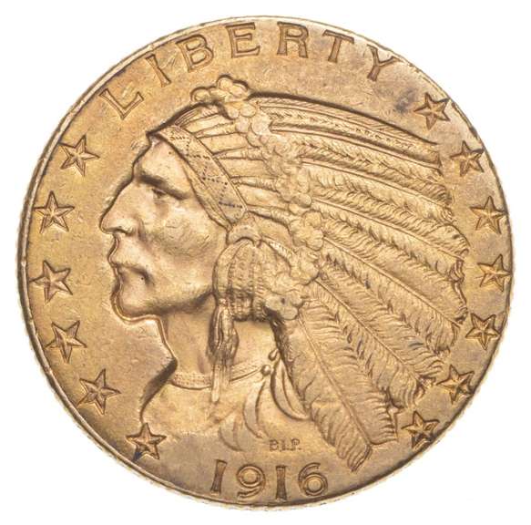 1916-S $5 Indian Head Gold Half Eagle