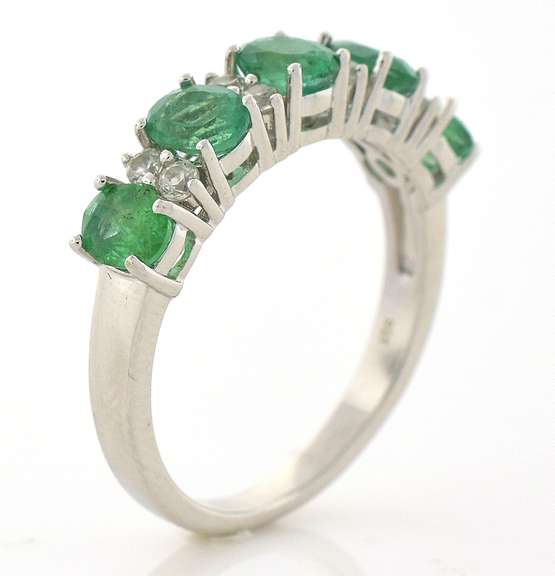 Alluring Emerald & White Sapphire Ring in Sterling Silver